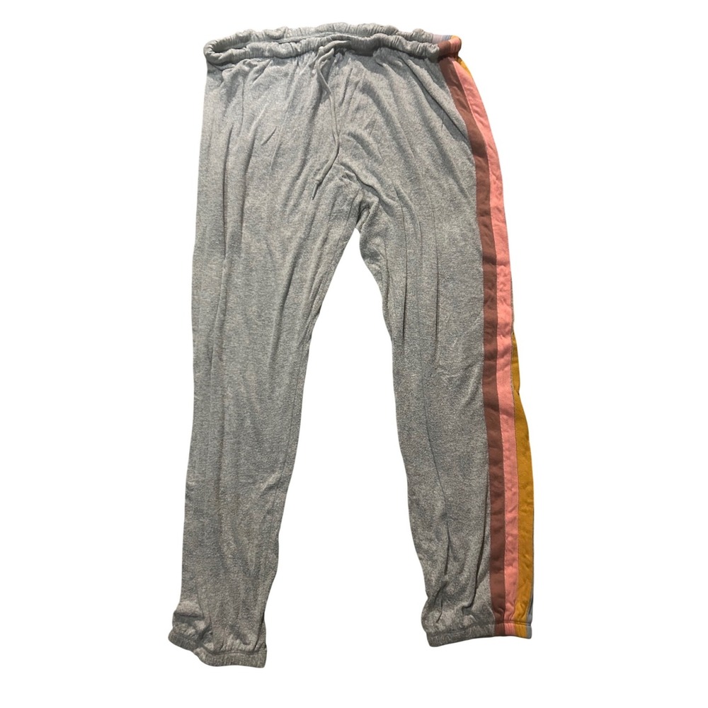PINK Victoria's Secret Gray Rainbow Side Stripe Sleepwear Joggers Pajama Pants L